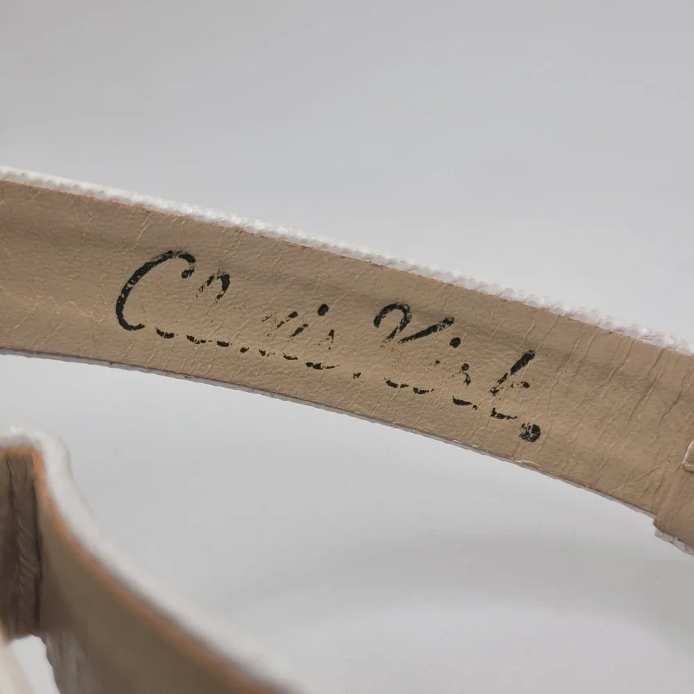 Vintage Alexis Kirk Belt Strap XS White Reptile Leather Waist Cinch 80s 90s Glam